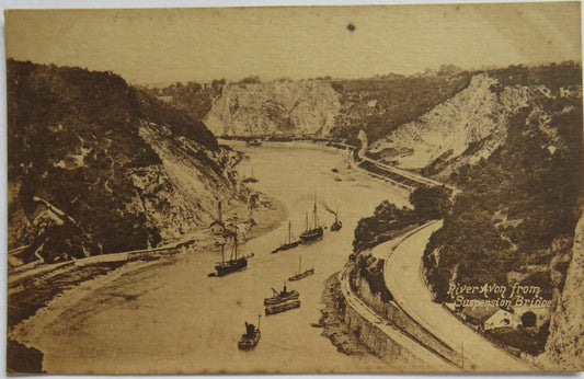 Vintage Postcard of  River Avon from Ssuspension Brige