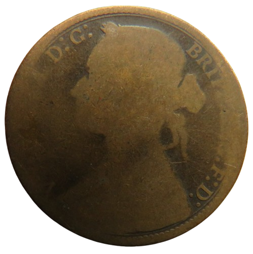 1874 Queen Victoria Bun Head One Penny Coin - Great Britain