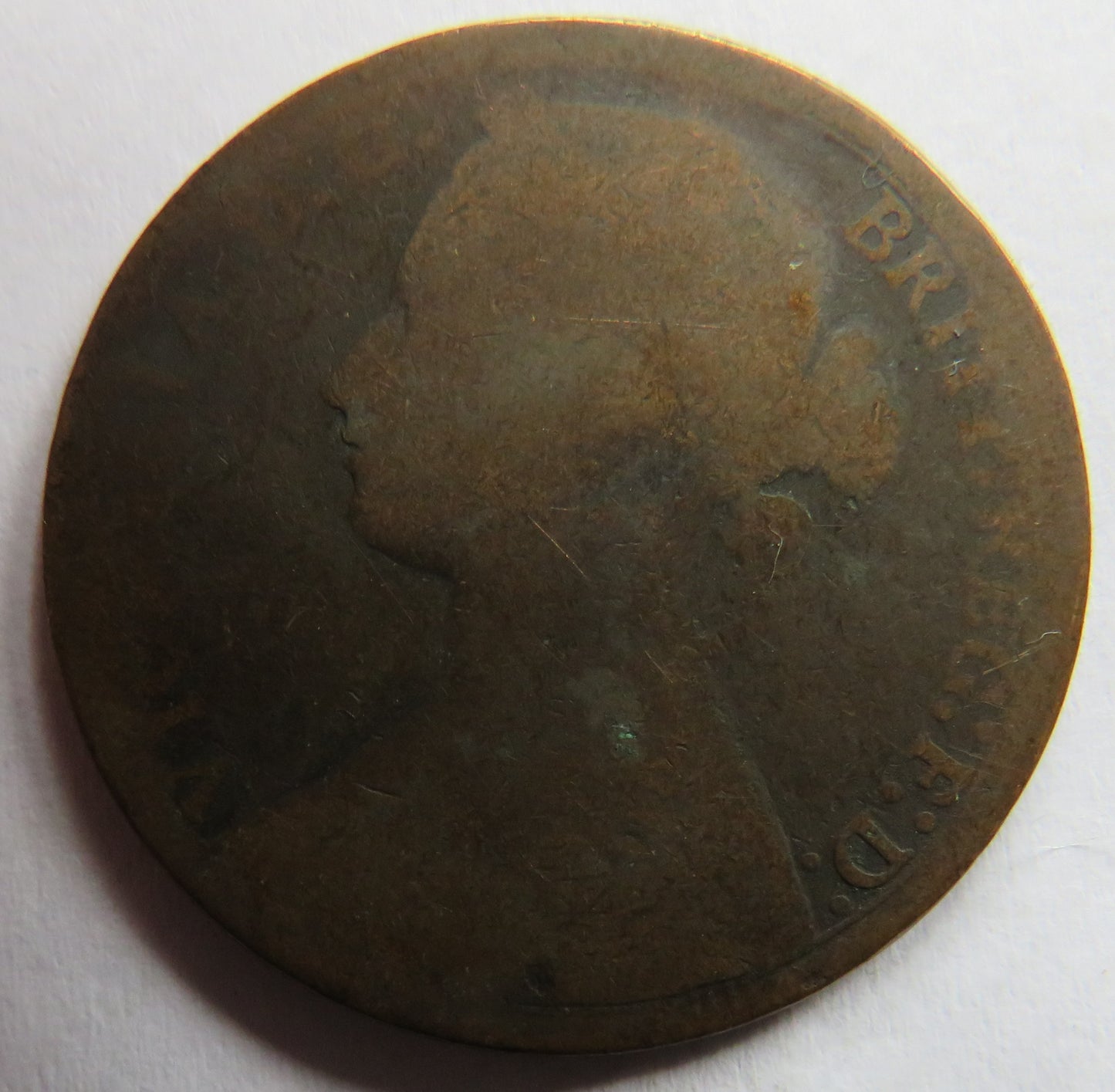 1875 Queen Victoria Bun Head One Penny Coin - Great Britain