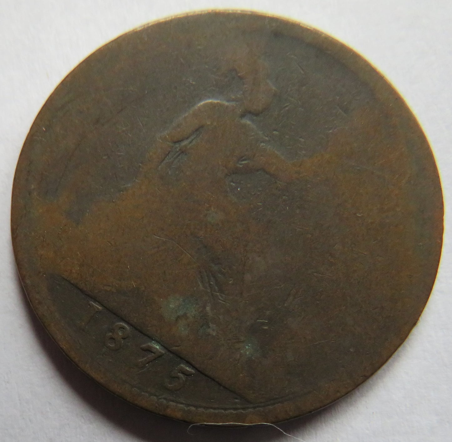 1875 Queen Victoria Bun Head One Penny Coin - Great Britain