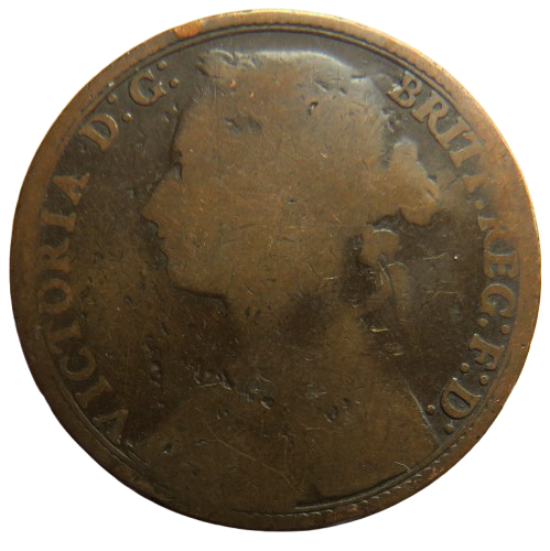 1879 Queen Victoria Bun Head One Penny Coin - Great Britain