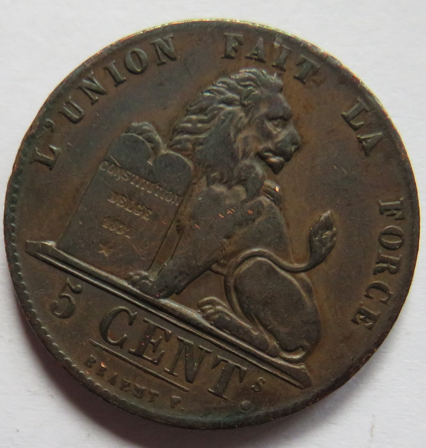 1849 Belgium 5 Centimes Coin