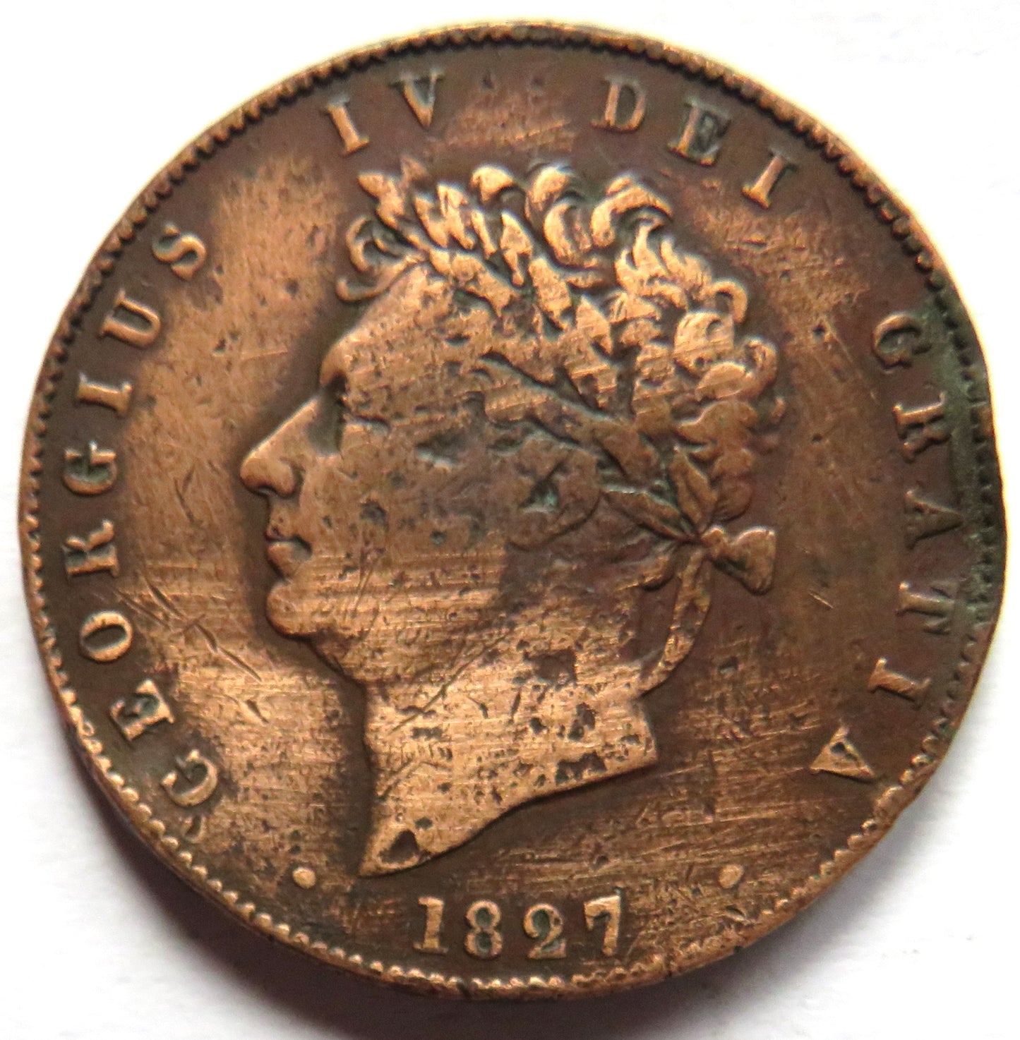 1827 King George IV Halfpenny Coin - Great Britain