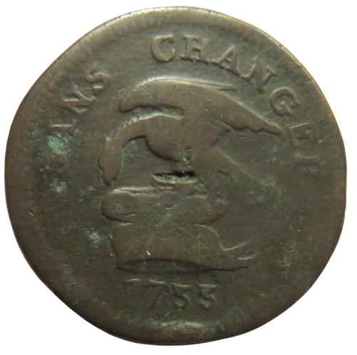 1733 Isle of Man One Penny Coin - James Stanley