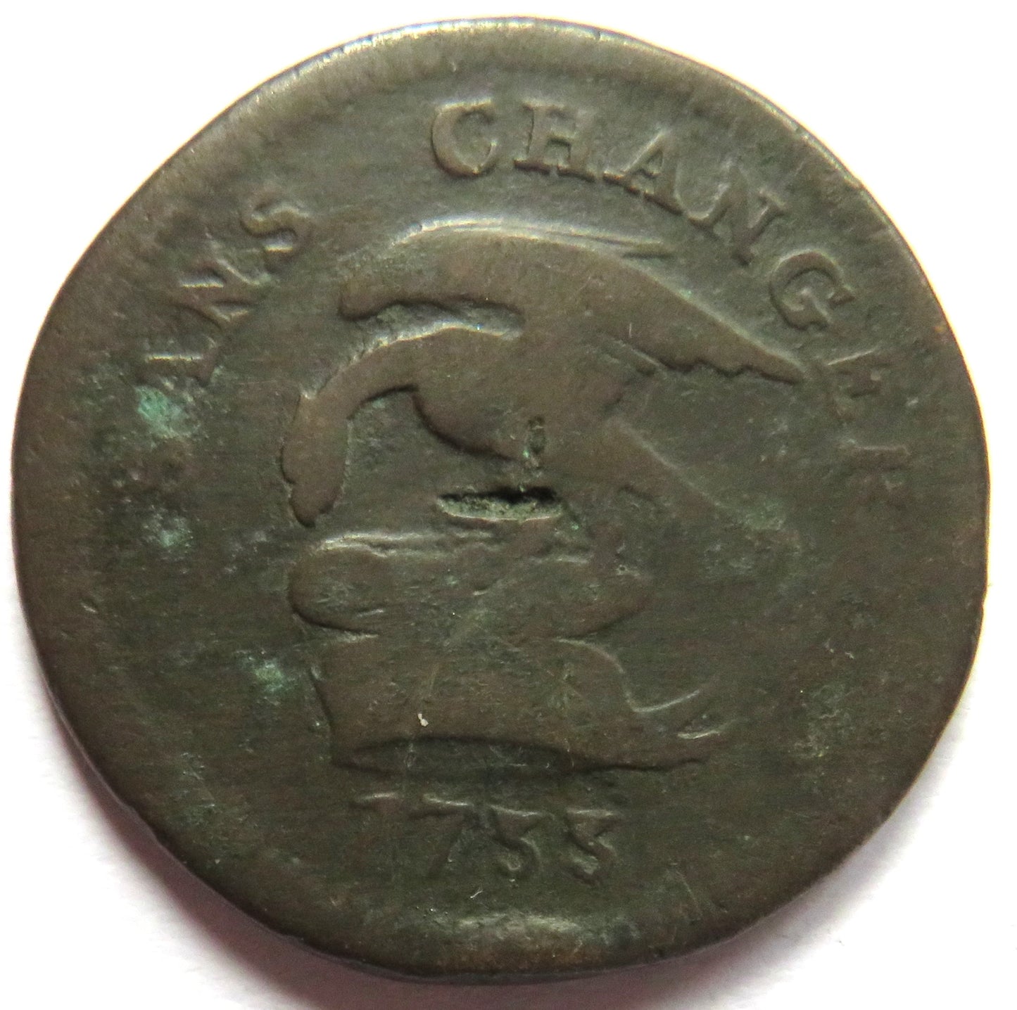 1733 Isle of Man One Penny Coin - James Stanley