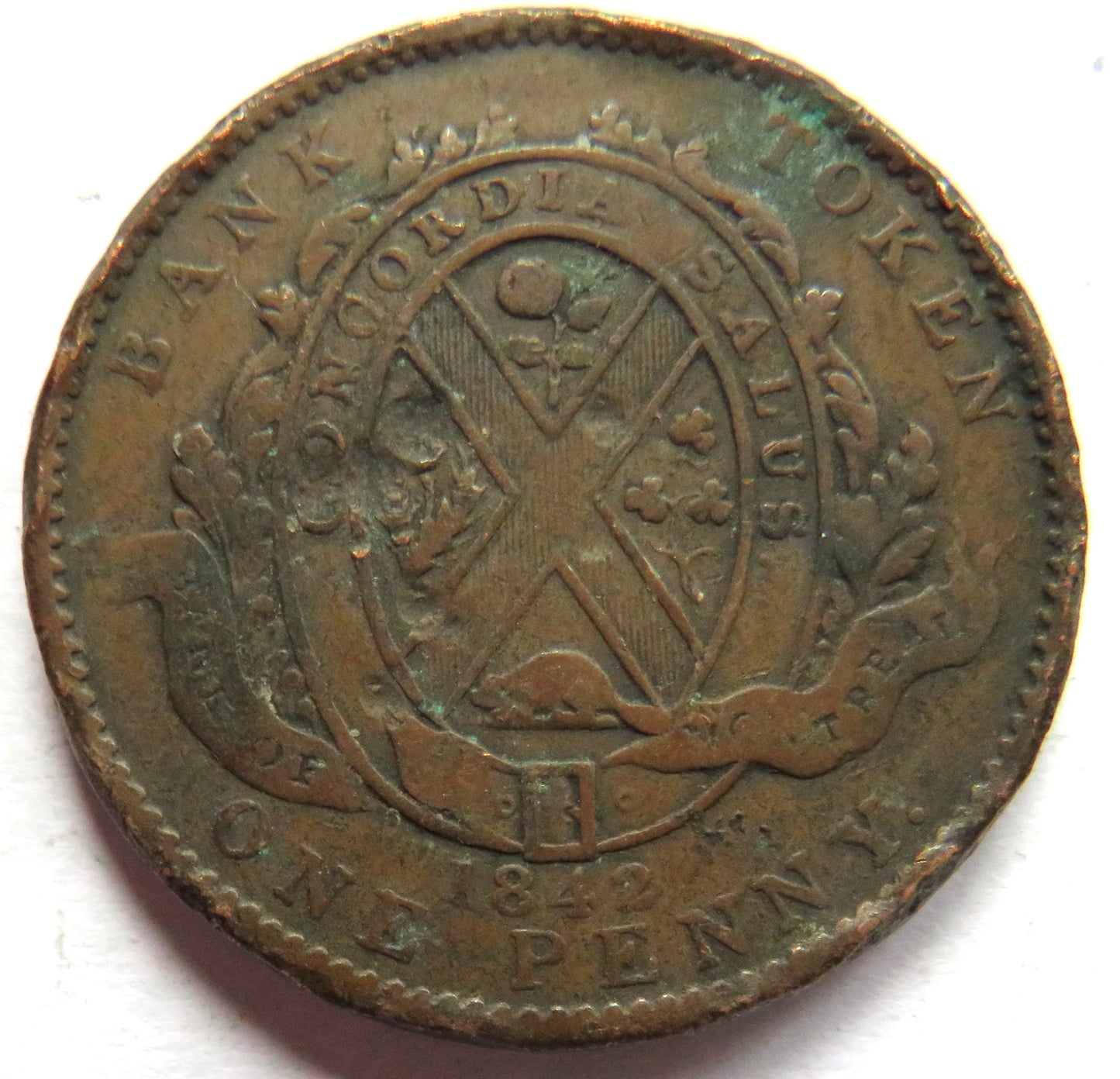 1842 Province Of Canada Bank Of Montreal One Penny Bank Token