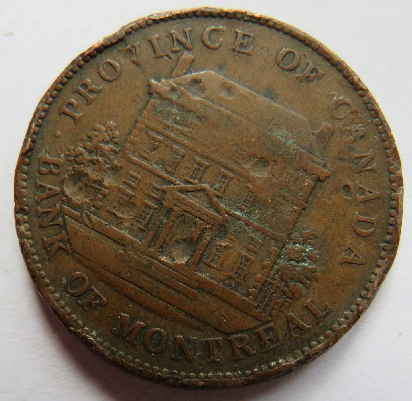 1842 Province Of Canada Bank Of Montreal One Penny Bank Token