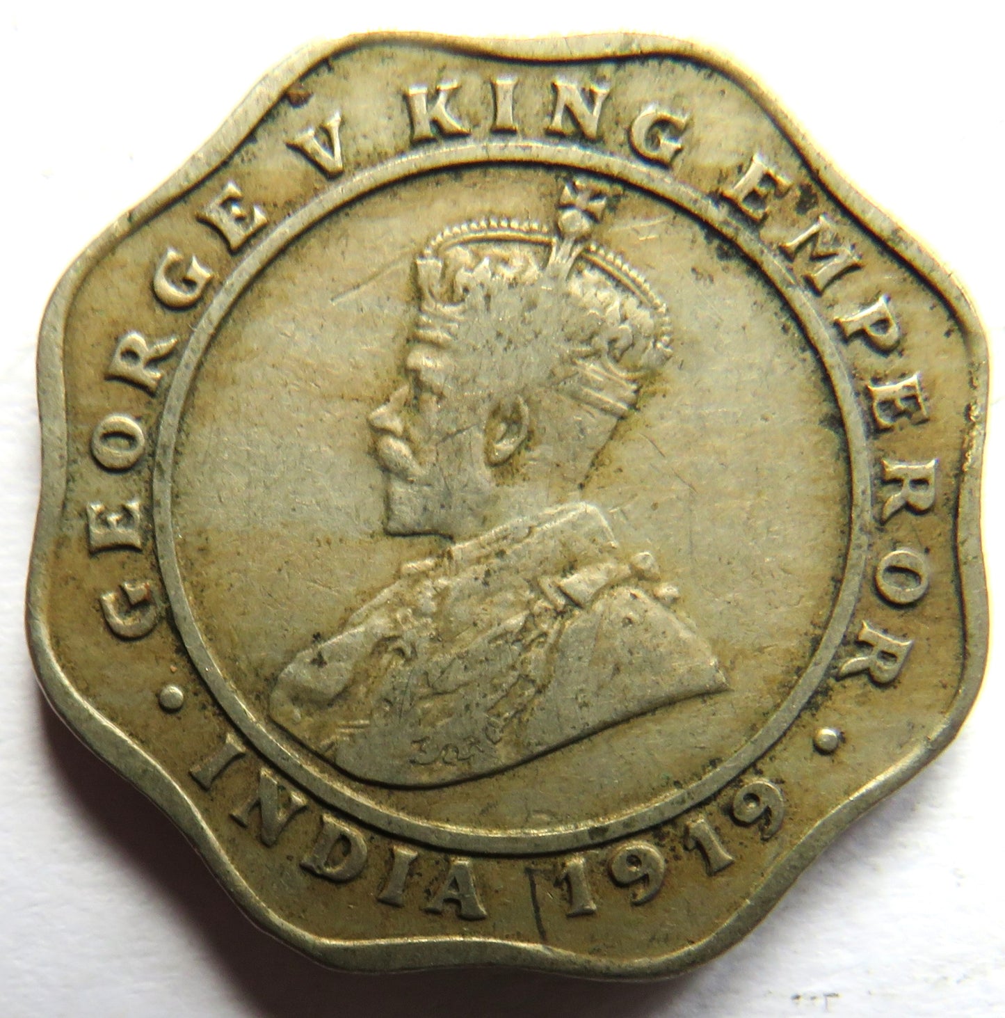 1919 King George V India 4 Annas Coin