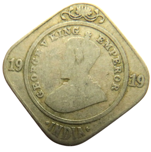1919 King George V India 2 Annas Coin