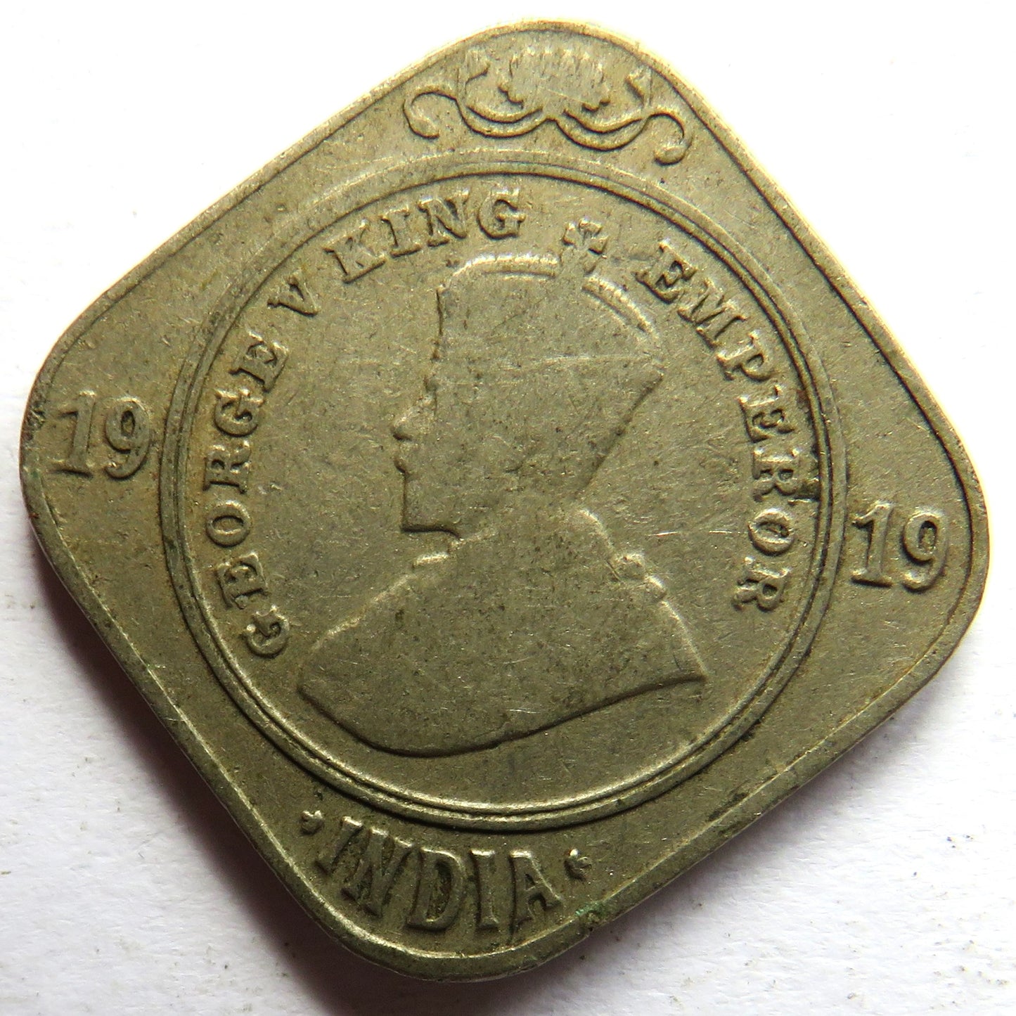 1919 King George V India 2 Annas Coin