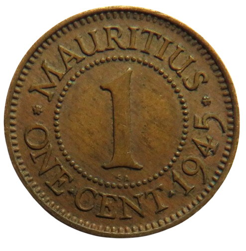 1945 King George VI Mauritius One Cent Coin