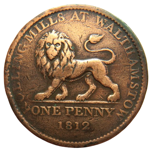 1812 Rolling Mills At Walthamnstow One Penny Token British Copper Company / Smelting Works at Landore
