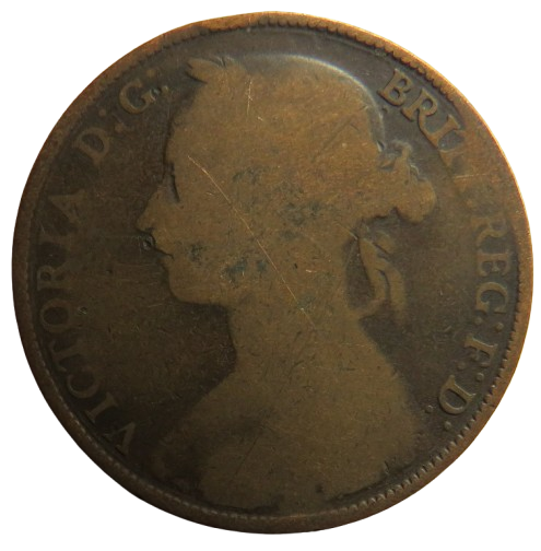 1885 Queen Victoria Bun Head One Penny Coin - Great Britain