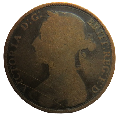 1887 Queen Victoria Bun Head One Penny Coin - Great Britain