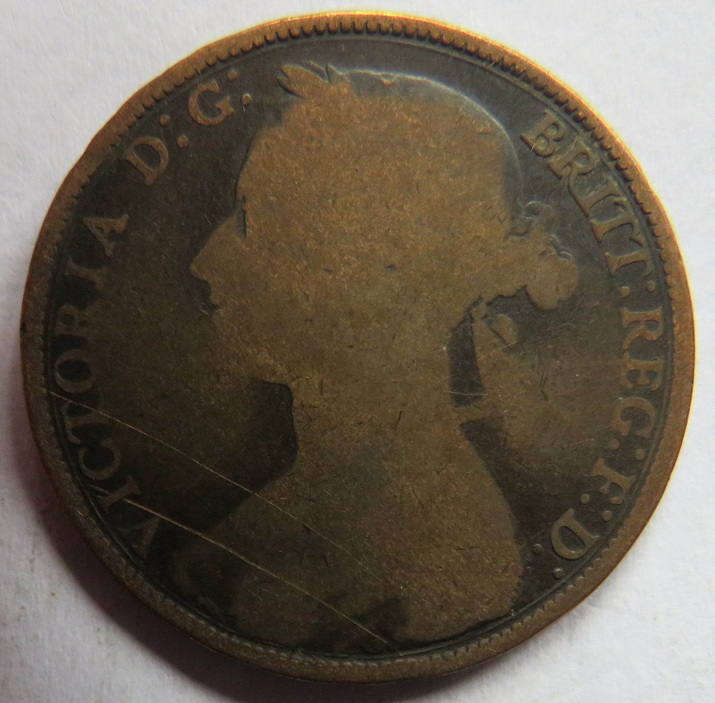 1887 Queen Victoria Bun Head One Penny Coin - Great Britain