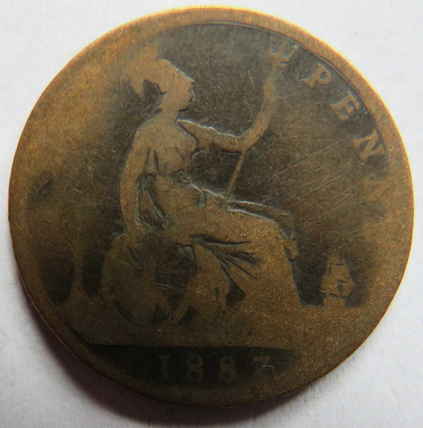 1887 Queen Victoria Bun Head One Penny Coin - Great Britain