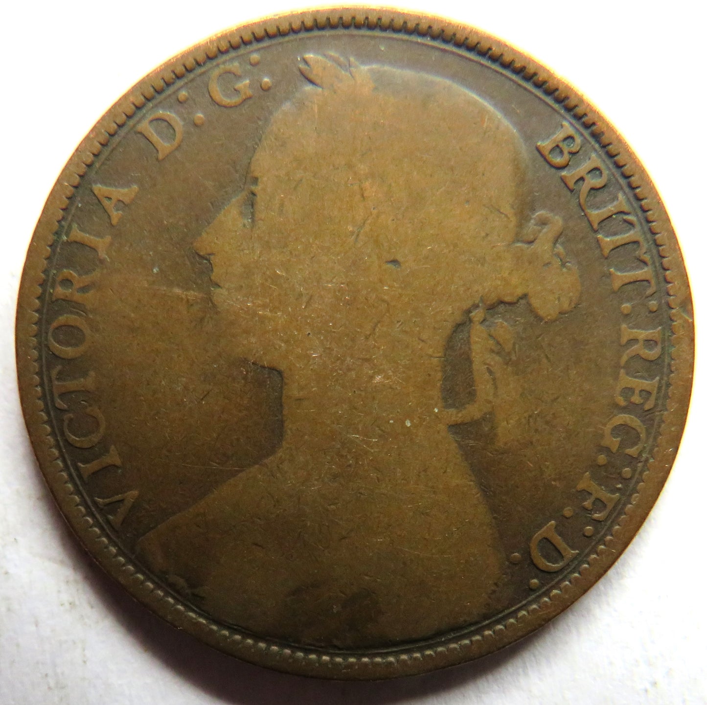 1887 Queen Victoria Bun Head One Penny Coin - Great Britain