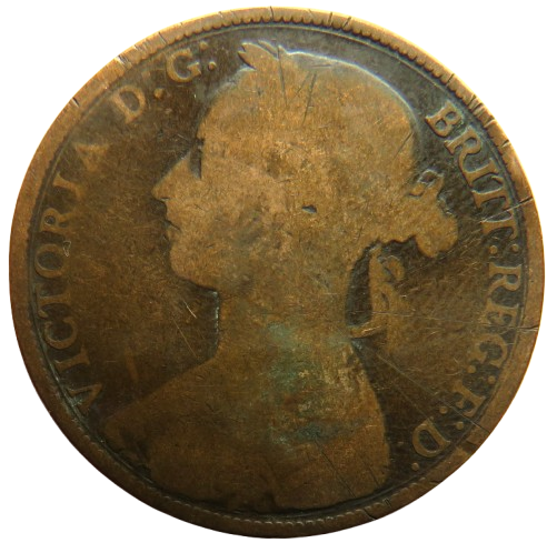 1887 Queen Victoria Bun Head One Penny Coin - Great Britain