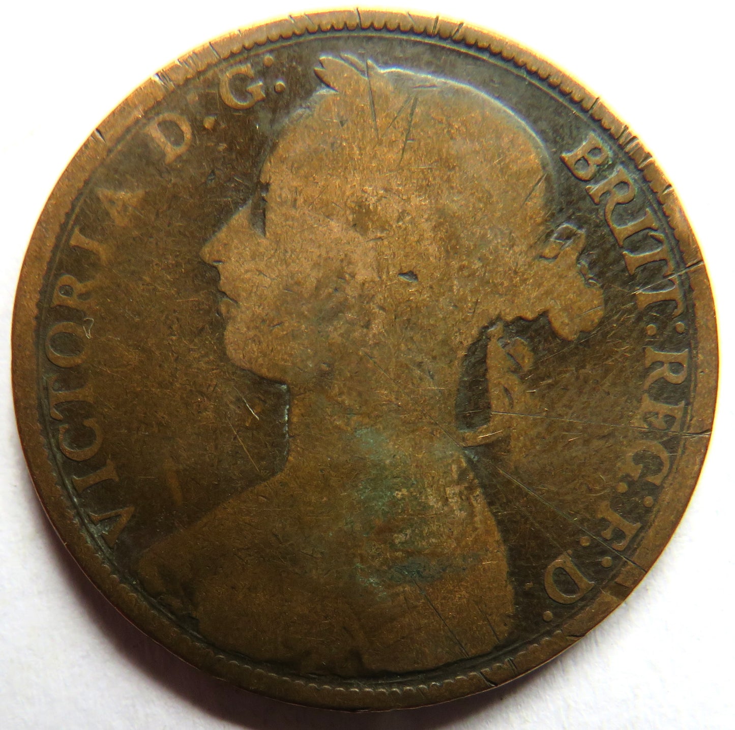 1887 Queen Victoria Bun Head One Penny Coin - Great Britain