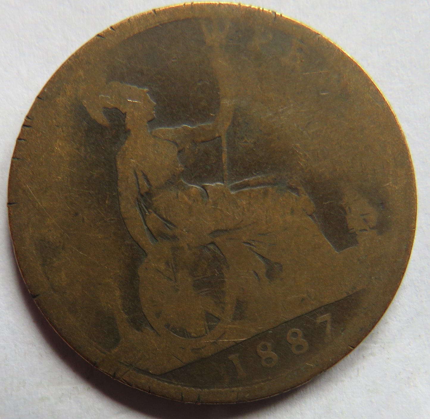 1887 Queen Victoria Bun Head One Penny Coin - Great Britain