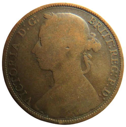 1888 Queen Victoria Bun Head One Penny Coin - Great Britain