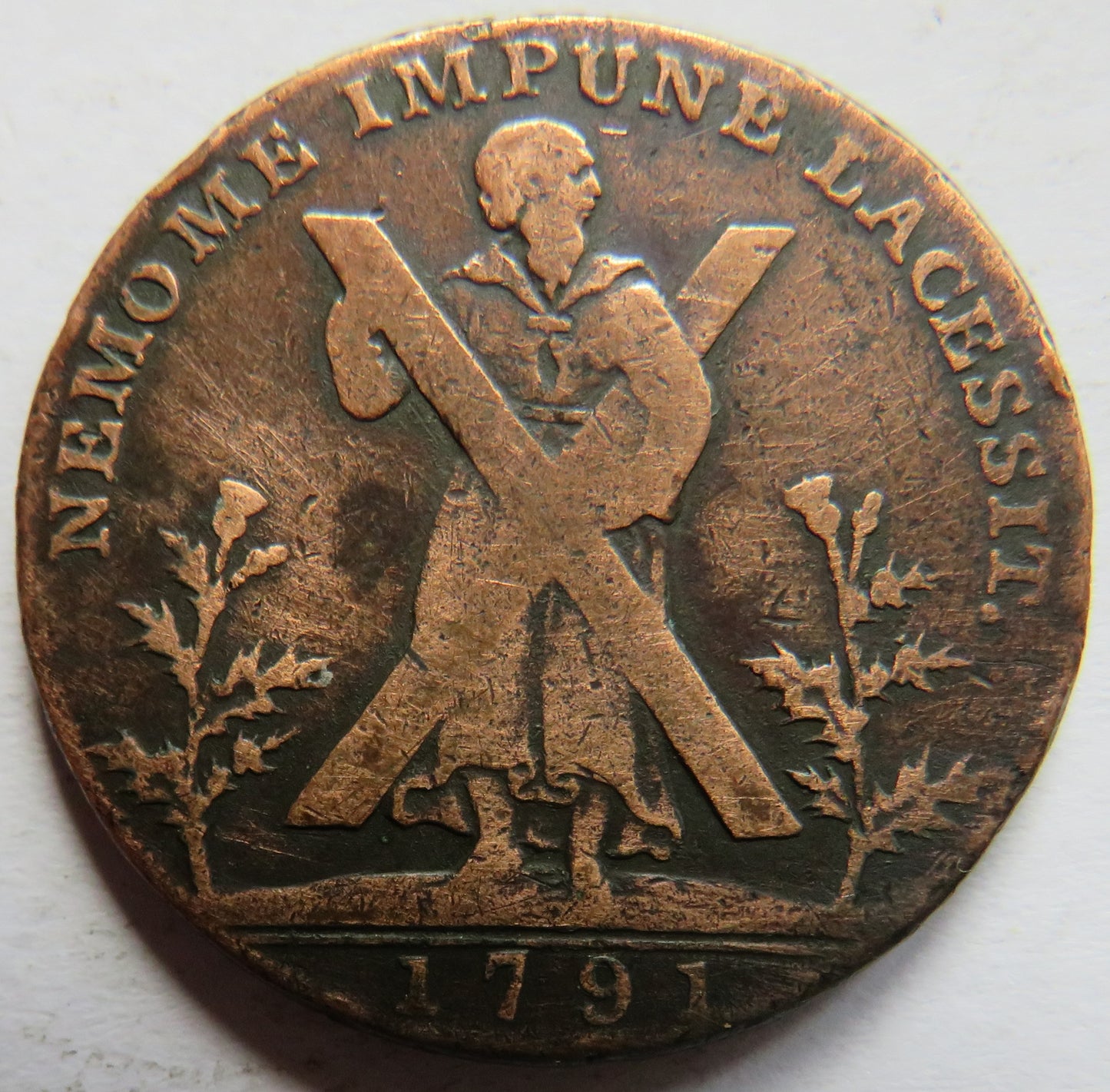 1791 Edinburgh Halfpenny Token Nemo Me Impune Lacessit