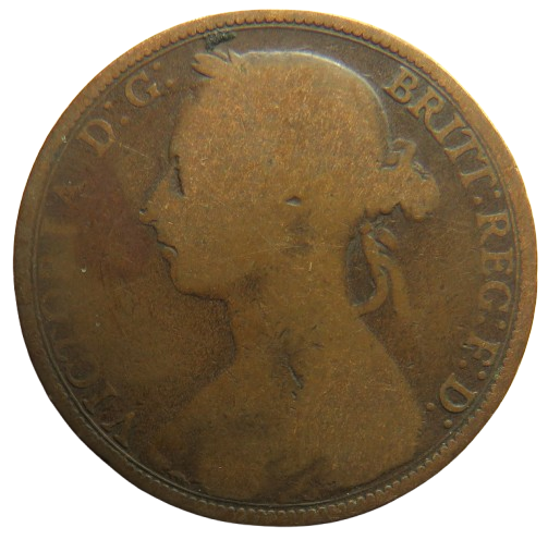 1888 Queen Victoria Bun Head One Penny Coin - Great Britain