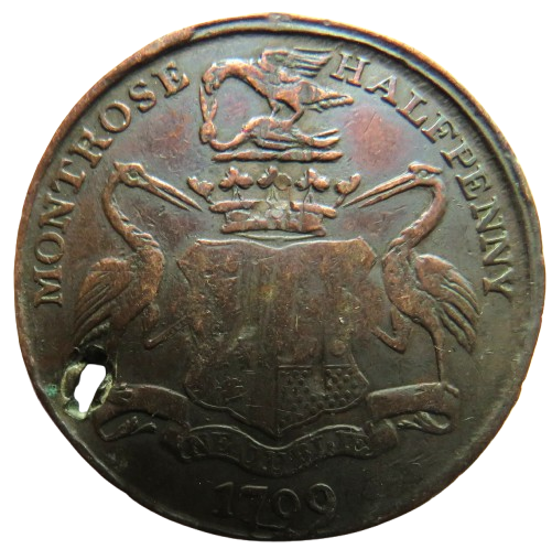 1799 Montrose Halfpenny Token - 1781 Montrose Lunatic Hospital