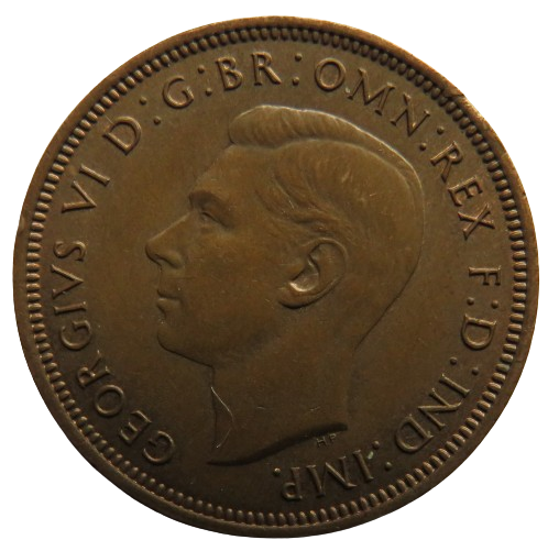 1942 King George VI Halfpenny Coin - Great Britain