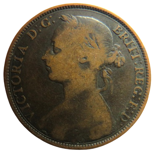 1889 Queen Victoria One Penny Coin - Great Britain