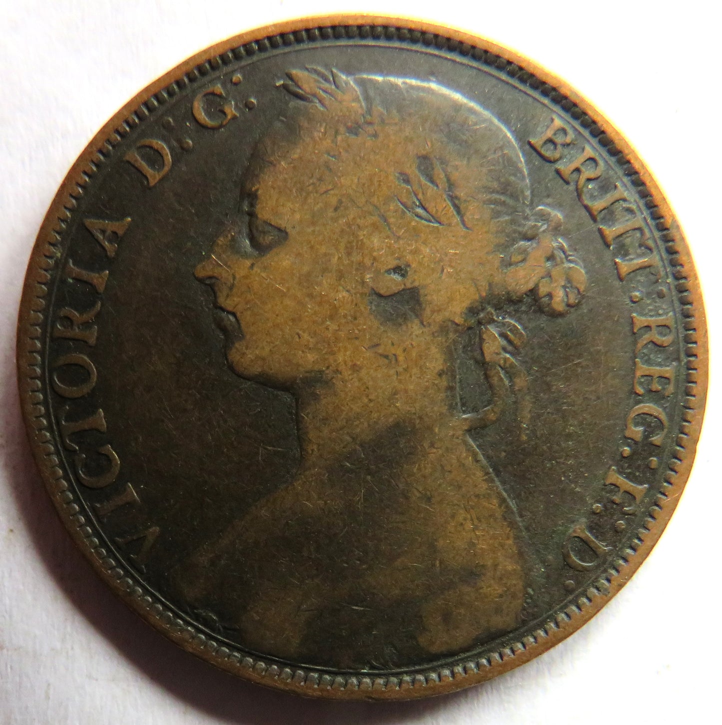 1889 Queen Victoria One Penny Coin - Great Britain