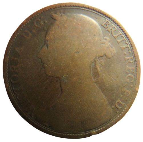 1889 Queen Victoria One Penny Coin - Great Britain