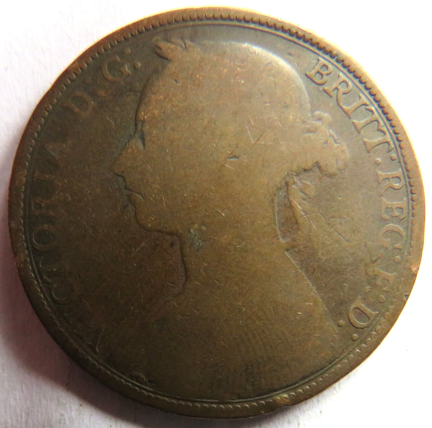 1889 Queen Victoria One Penny Coin - Great Britain