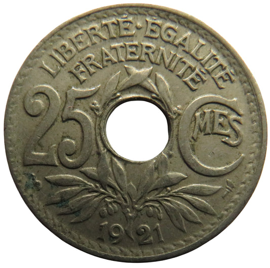1921 France 25 Centimes Coin
