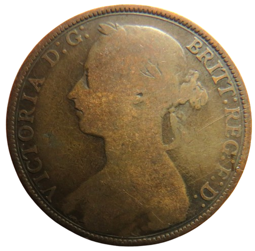 1889 Queen Victoria One Penny Coin - Great Britain
