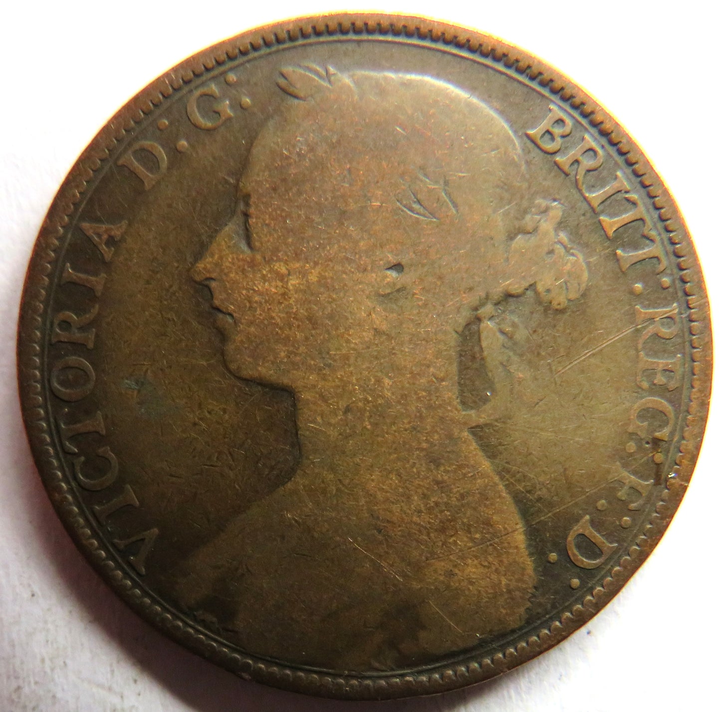 1889 Queen Victoria One Penny Coin - Great Britain