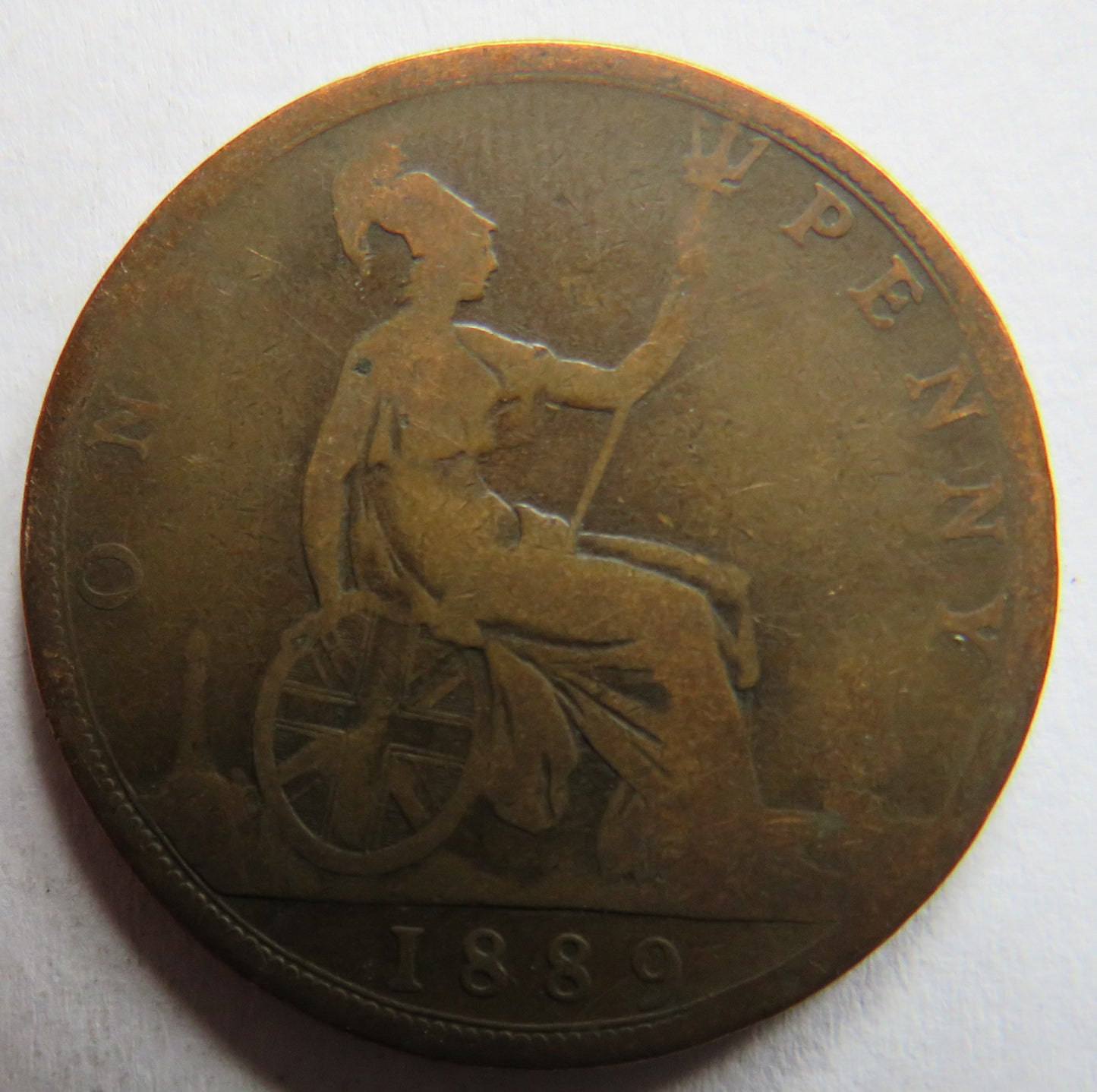 1889 Queen Victoria One Penny Coin - Great Britain