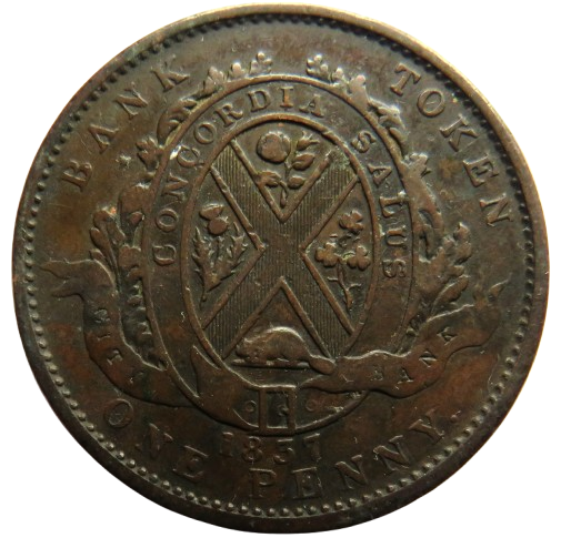 1837 Lower Canada One Penny / 2 Sous Bank Token