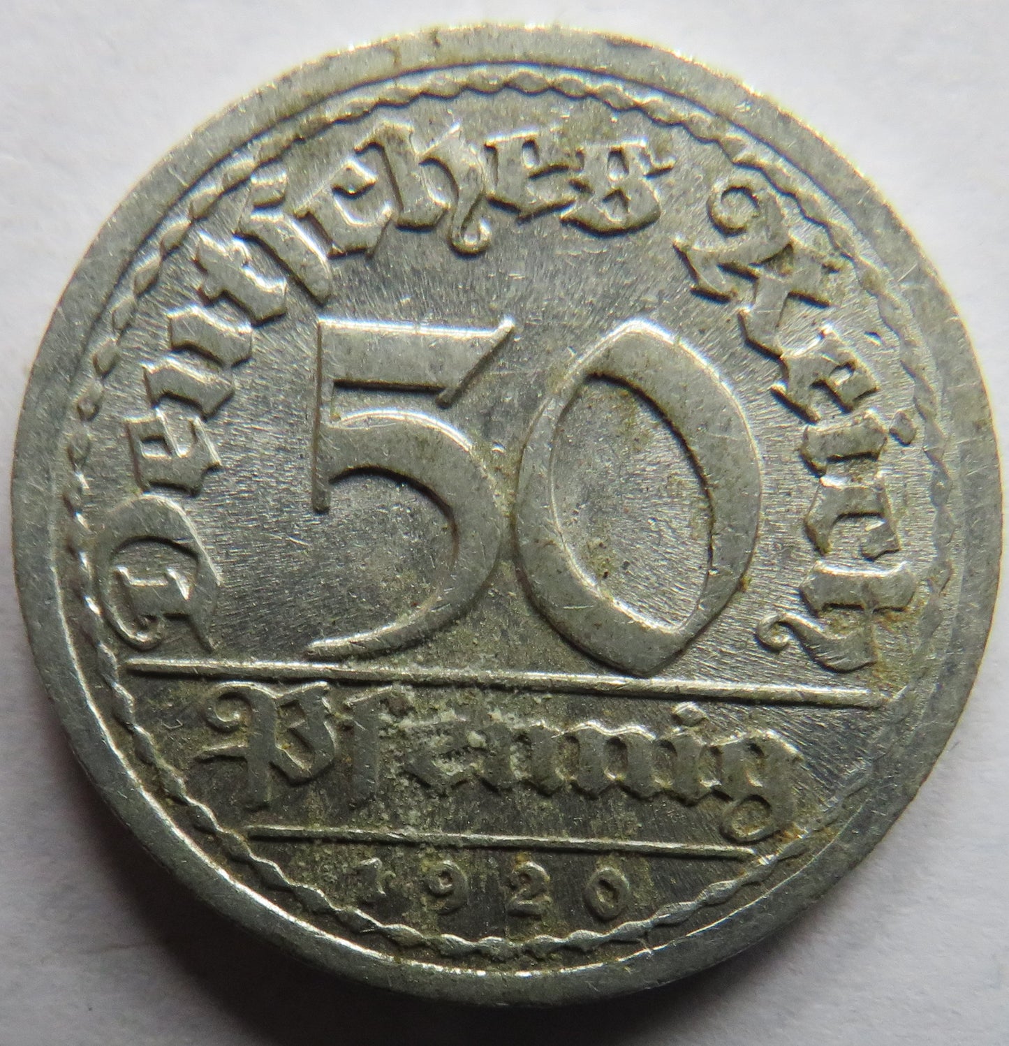 1920-J Germany Weimar Republic 50 Pfennig Coin