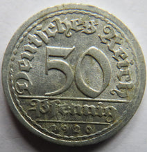 Load image into Gallery viewer, 1920-J Germany Weimar Republic 50 Pfennig Coin
