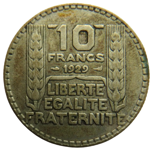 1929 France Silver 10 Francs Coin