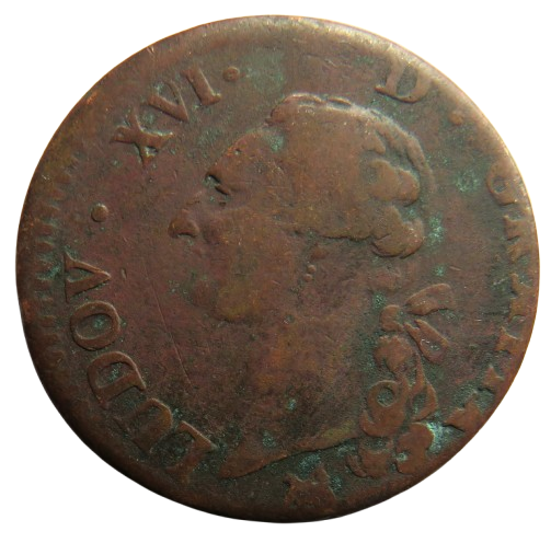 18thC France 1 Sol Coin - Louis XVI