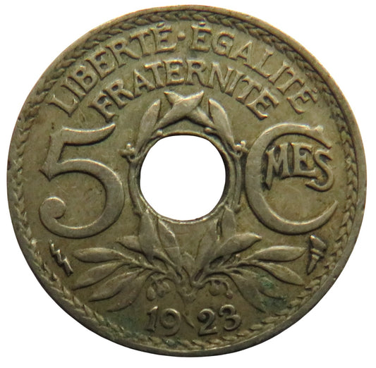 1923 France 5 Centimes Coin