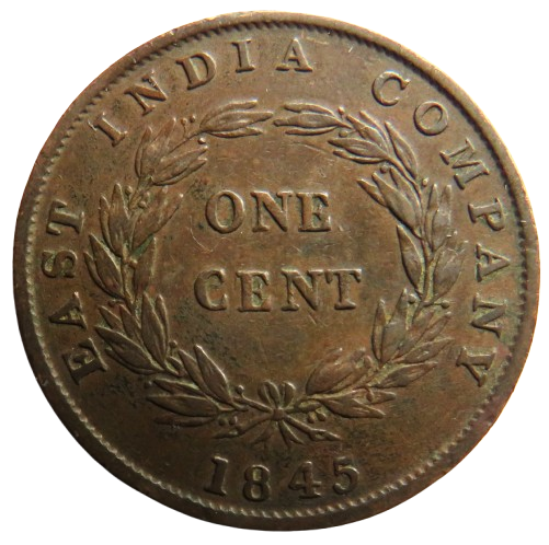 1845 East India Company / Straits Settlements One Cent Coin In Better Grade
