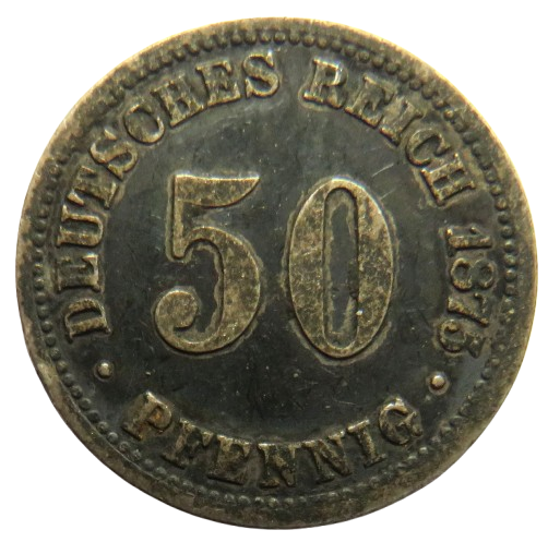 1875-B Germany Silver 50 Pfennig Coin