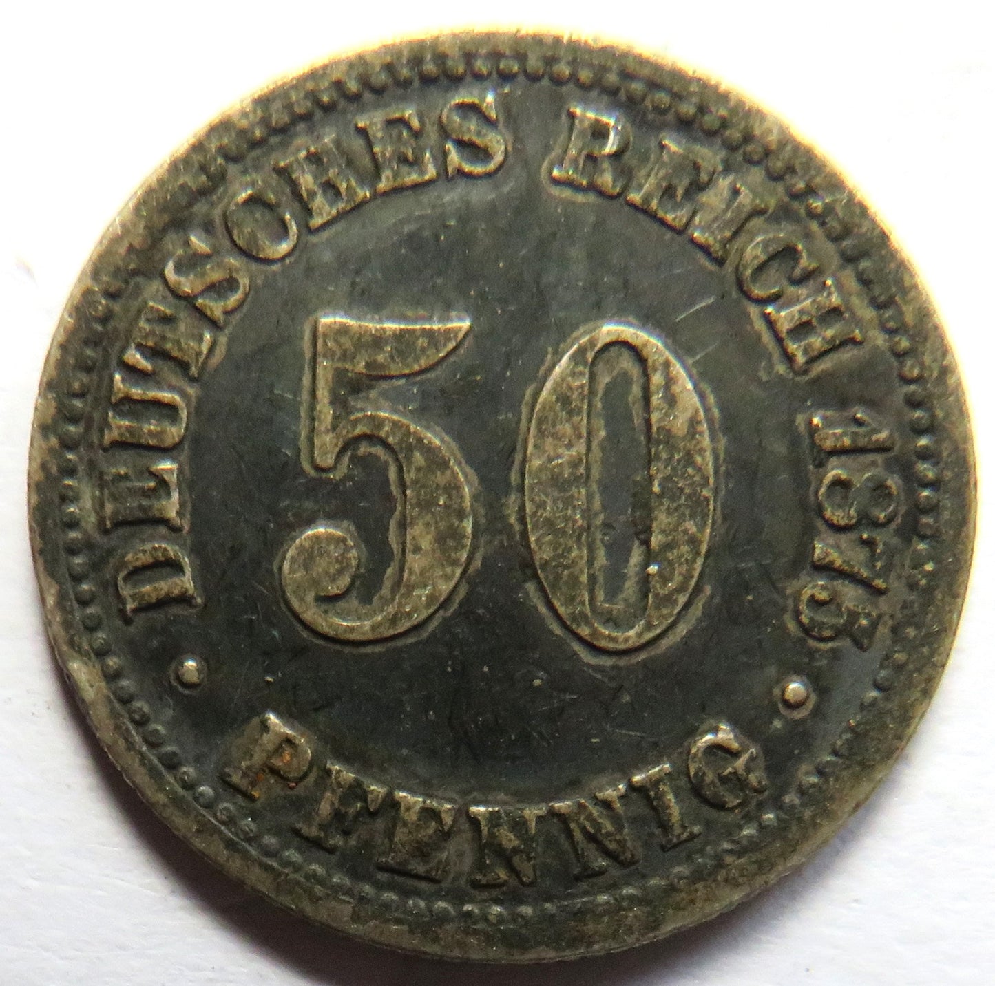 1875-B Germany Silver 50 Pfennig Coin