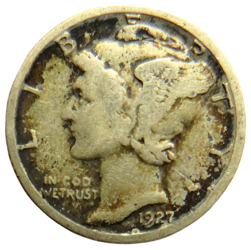 1927 USA Silver Mercury One Dime Coin