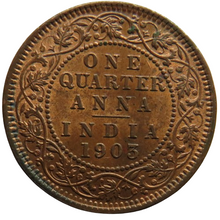 Load image into Gallery viewer, 1903 King Edward VII India 1/4 Anna Coin In High Grade
