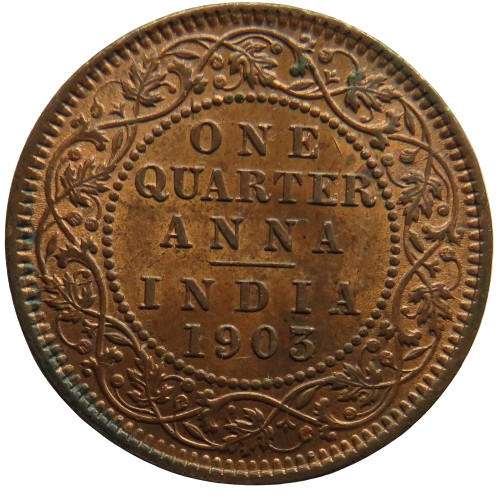 1903 King Edward VII India 1/4 Anna Coin In High Grade