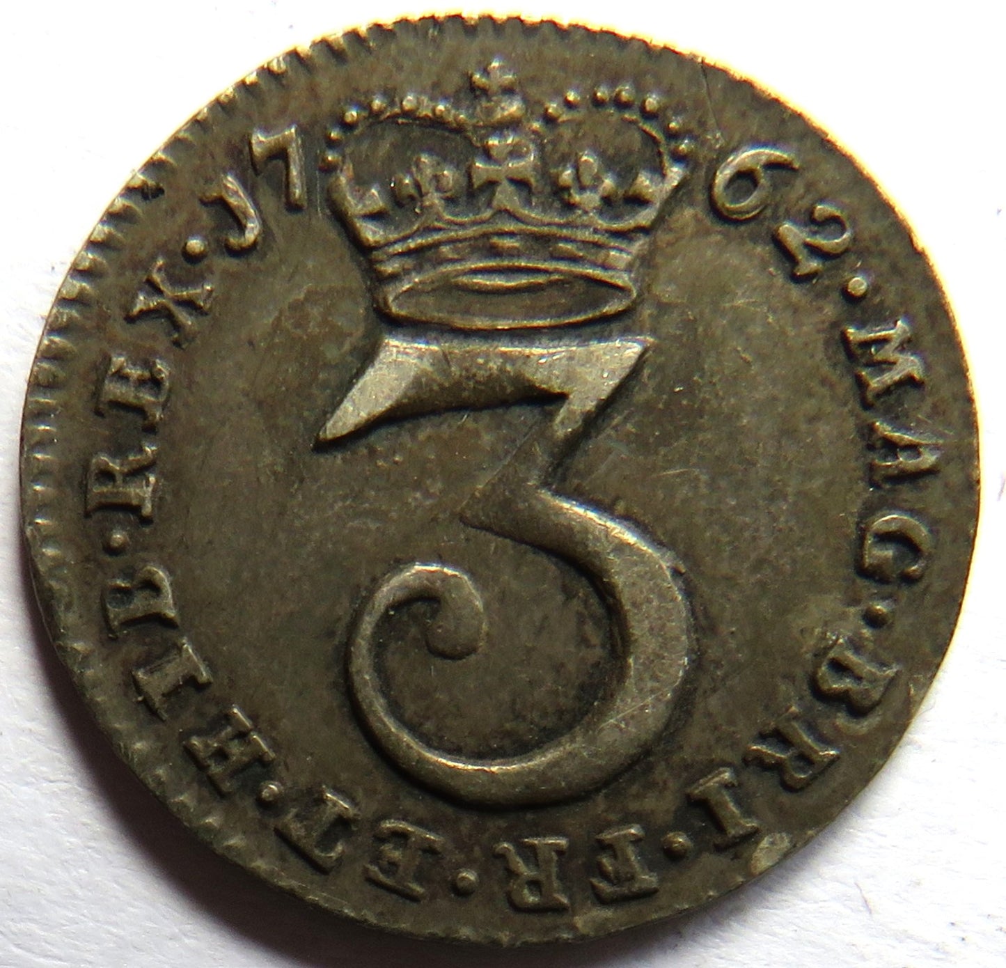 1762 King George III Silver Maundy Threepence Coin